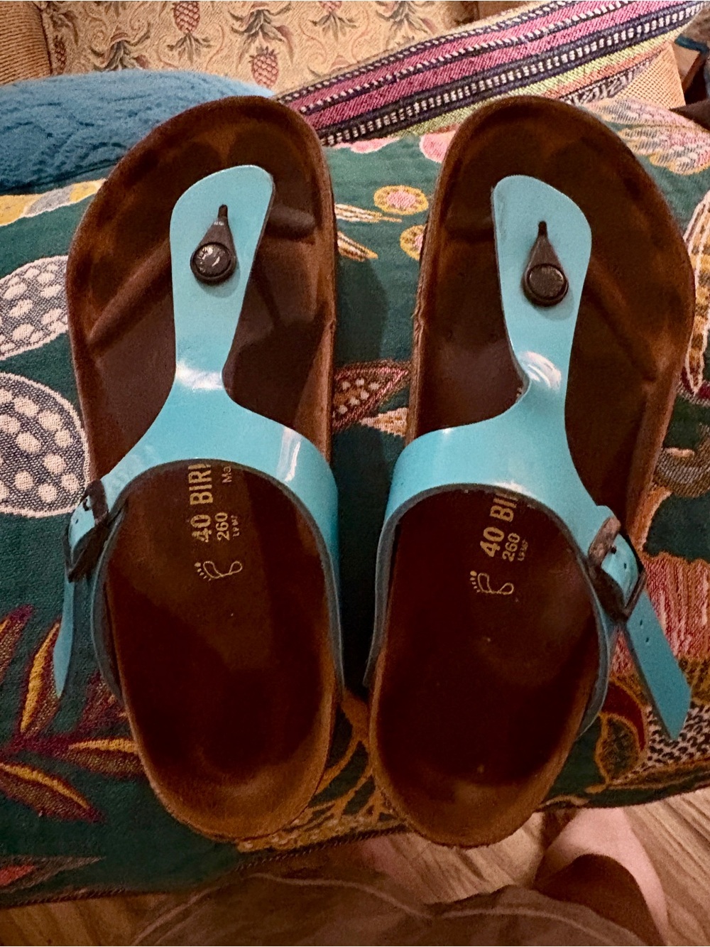 Birkenstock Gizeh Patent Sky Blue Birko Flor Patent Reg 40 Woman sz 9